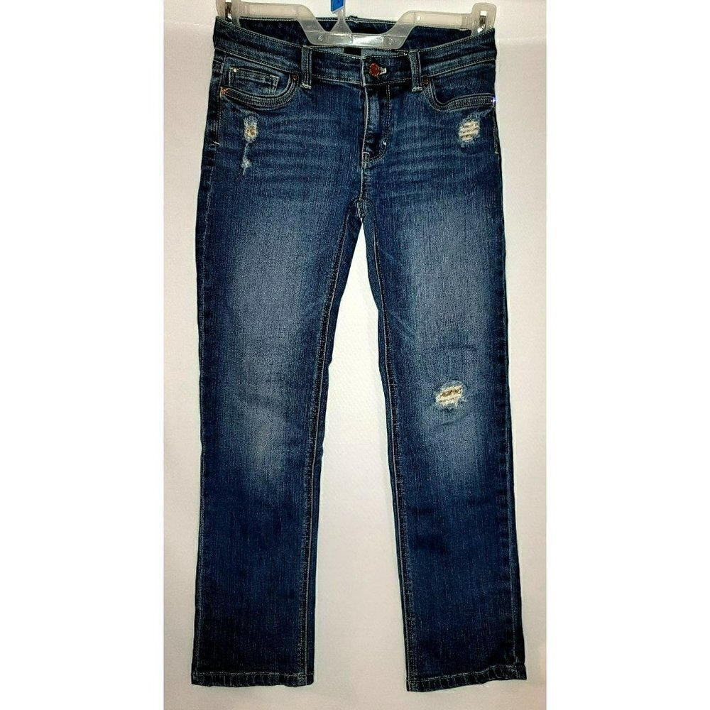WHBM Crop Straight Leg Sequin Destressed Feel Beautiful Jean - Size 00